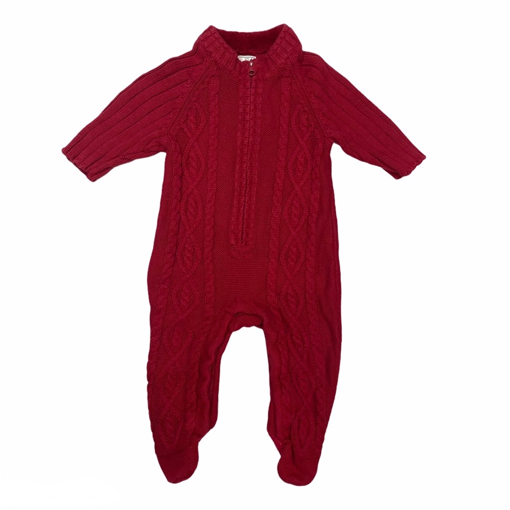 Gap Red Cable Knit Sweater Romper Baby 0-3 m0.